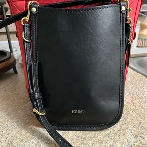 Fount Black Leather Crossbody Bag